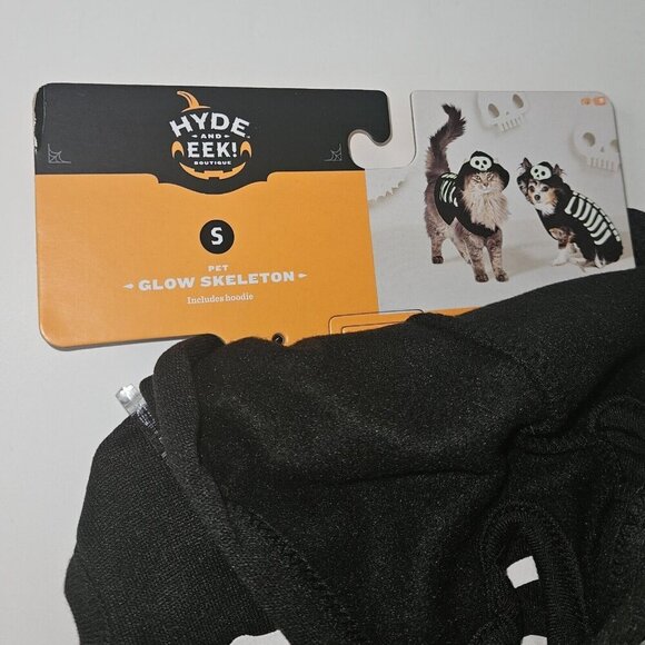 NEW Glow Skeleton Dog Cat Pet Halloween Costume Size Small (up to 20 lbs) Black - Picture 4 of 6